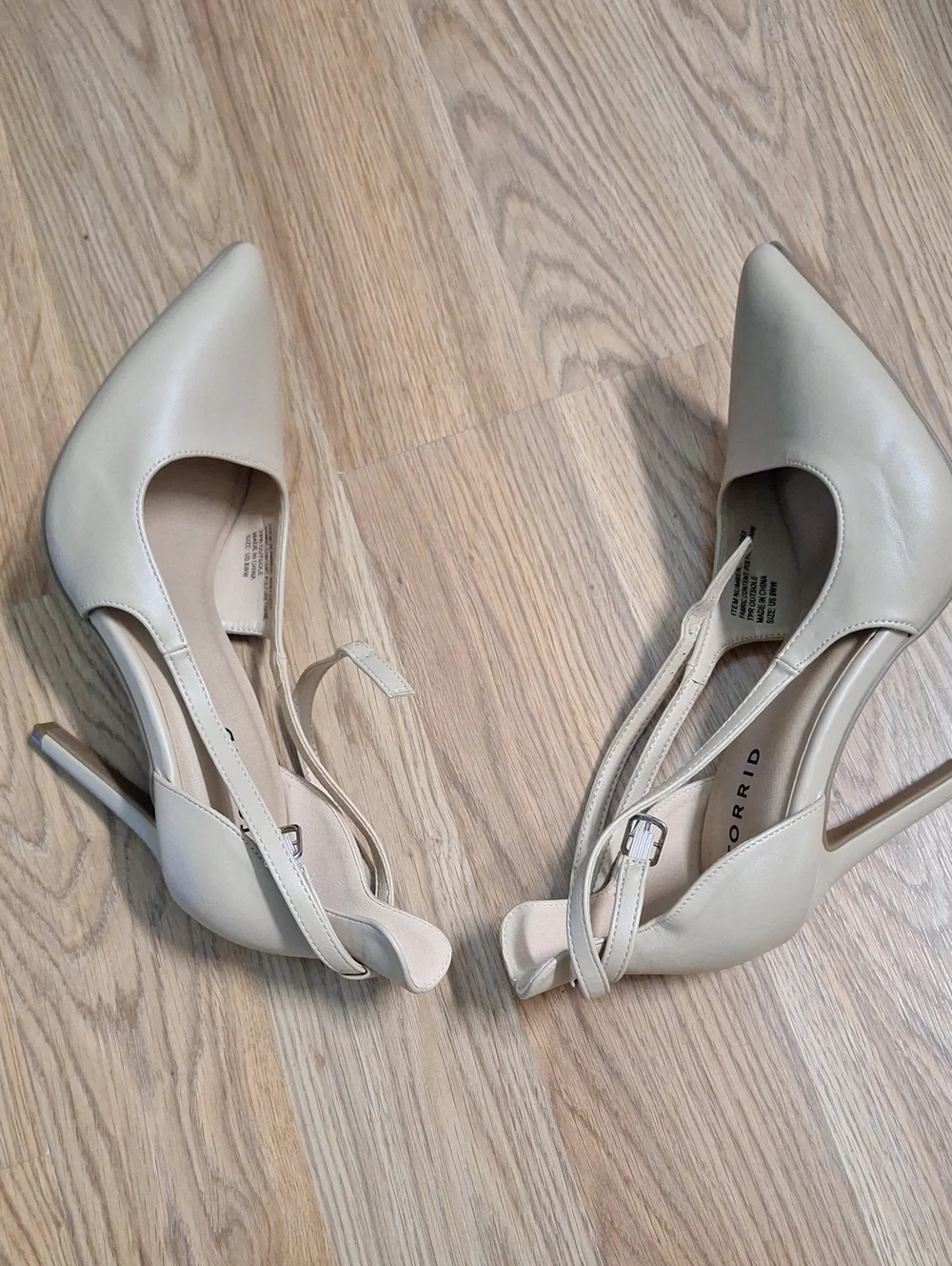torrid Beige Pointed-Toe Ankle Strap Stiletto Heels